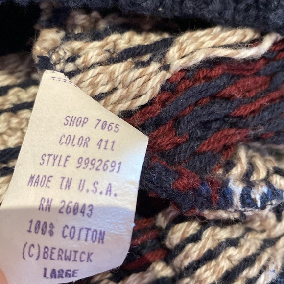 Roundtree 3D Heavy Cotton Textured L/S Crew Neck Sweater Navy Red Cream Green L - Picture 6 of 11